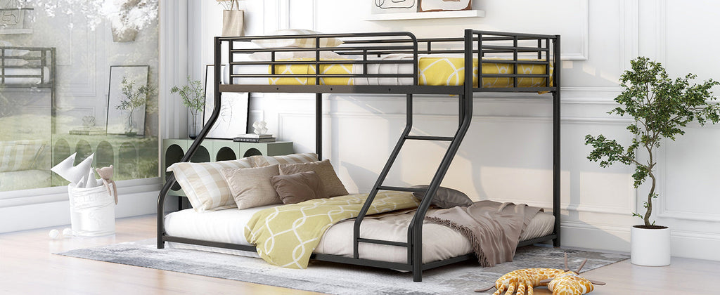 Metal Floor Bunk Bed, Twin XL Over Queen