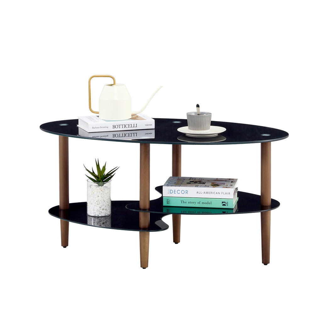 Black Oval Glass Coffee Table