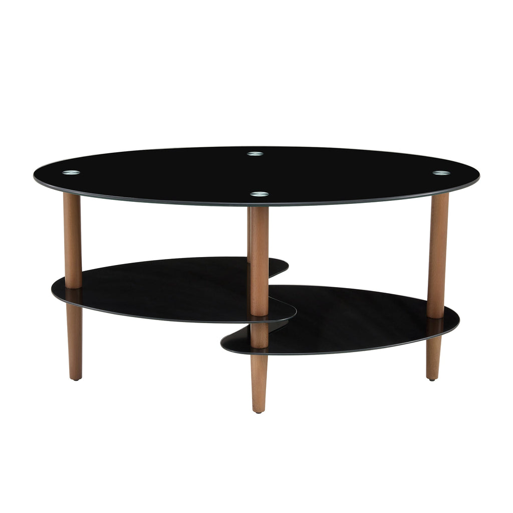 Black Oval Glass Coffee Table