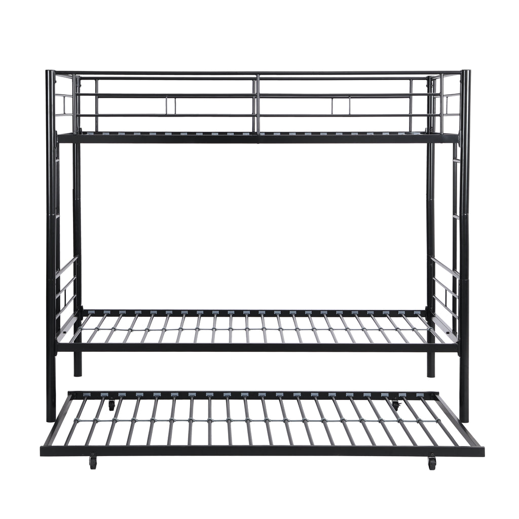 Twin Over Twin Metal Bunk Bed with Trundle