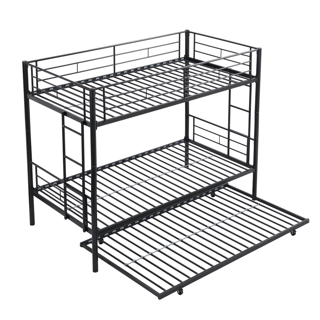 Twin Over Twin Metal Bunk Bed with Trundle