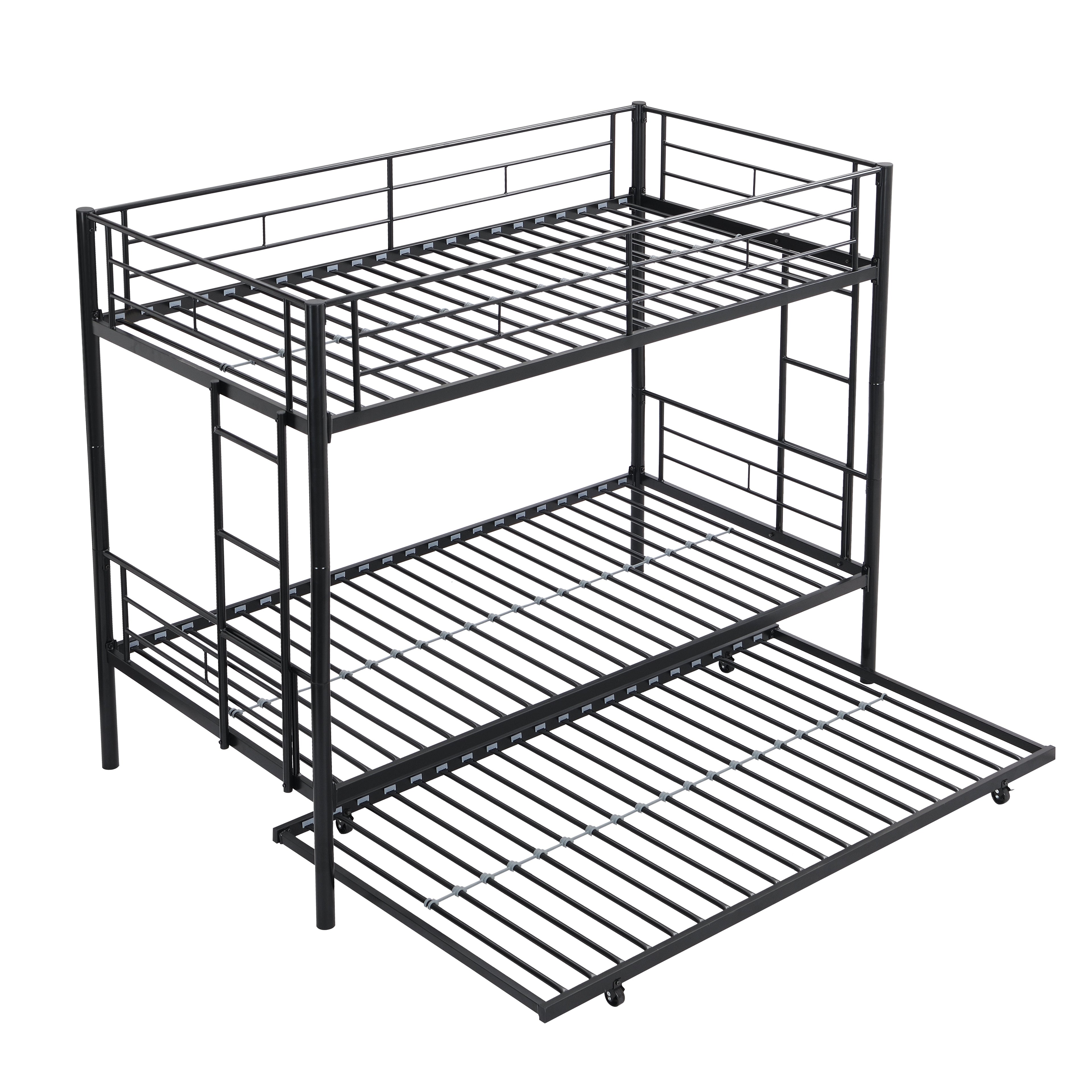 Twin Over Twin Metal Bunk Bed with Trundle