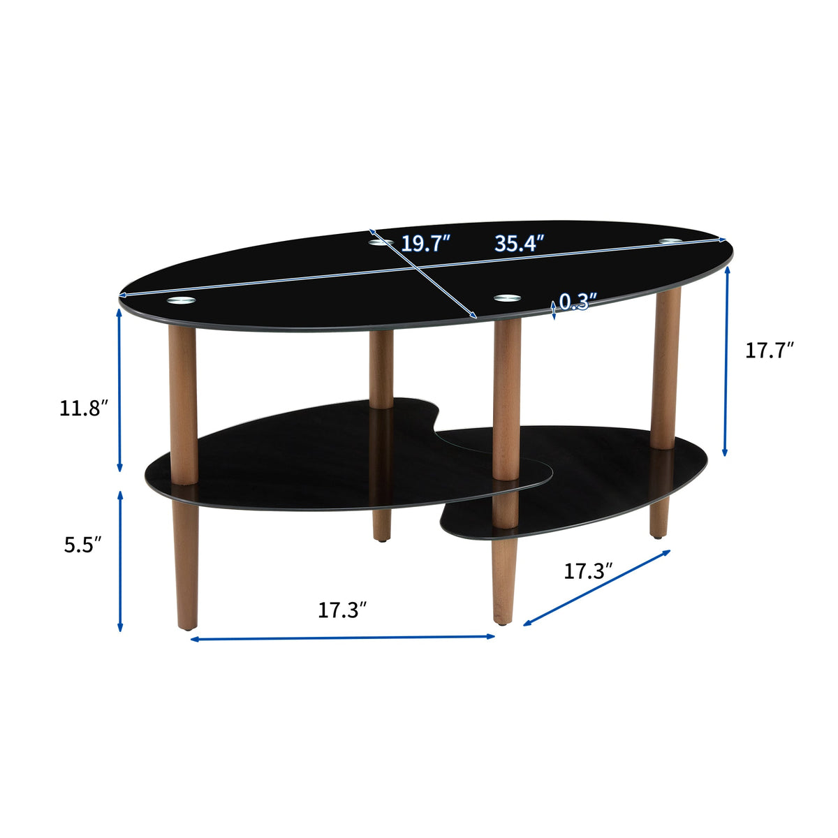 Black Oval Glass Coffee Table