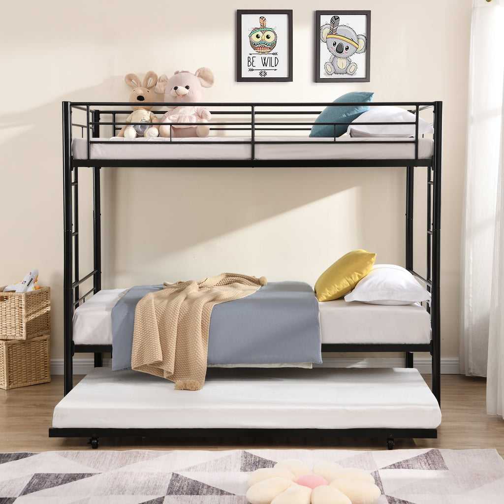 Twin Over Twin Metal Bunk Bed with Trundle