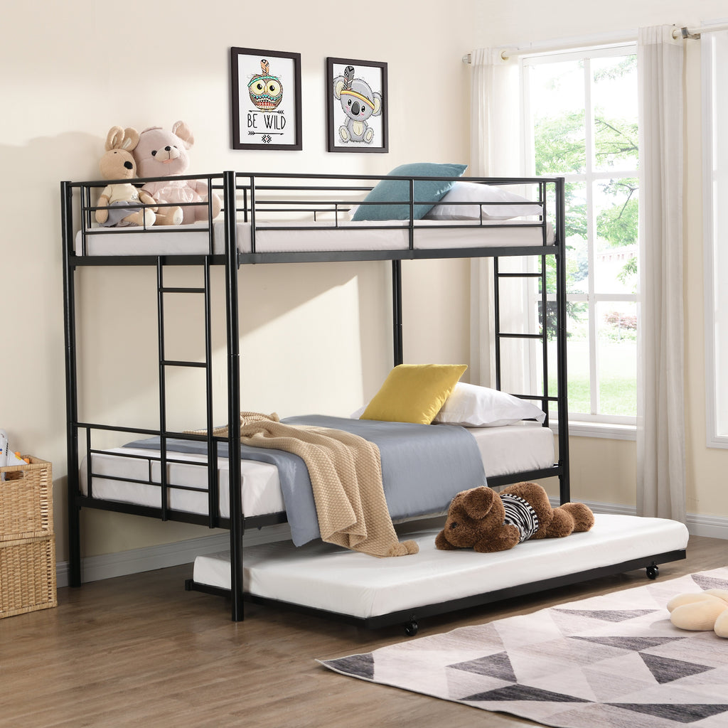 Twin Over Twin Metal Bunk Bed with Trundle