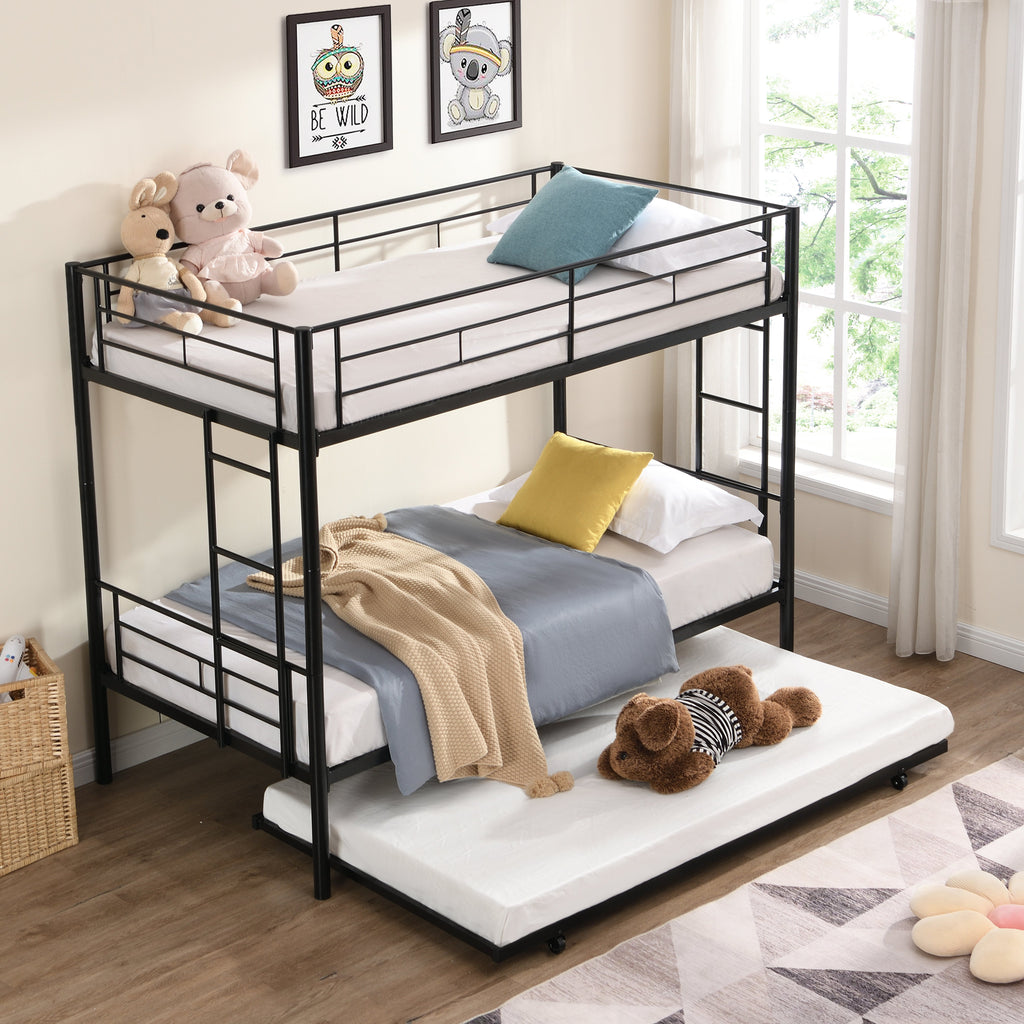 Twin Over Twin Metal Bunk Bed with Trundle