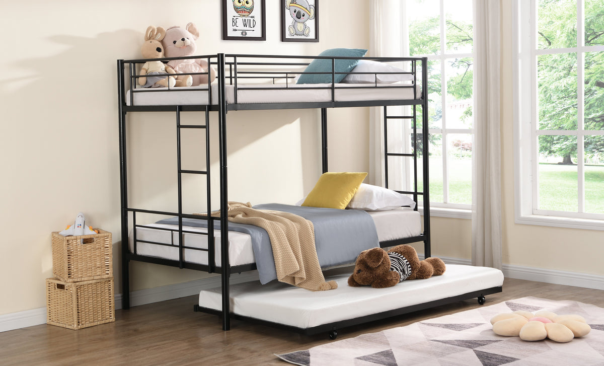 Twin Over Twin Metal Bunk Bed with Trundle