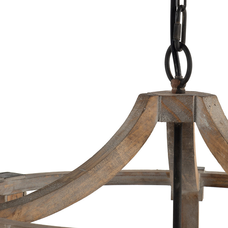 3-Light Wood Drum Chandelier