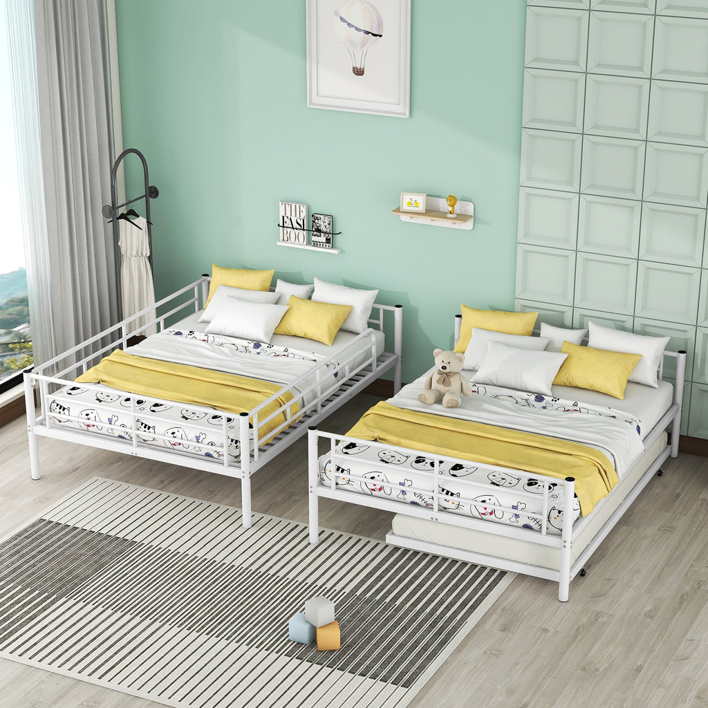 Full Over Full Metal Bunk Bed with Trundle