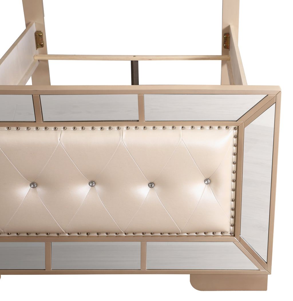 Elegant Contemporary Twin Bed in Pearl Finish