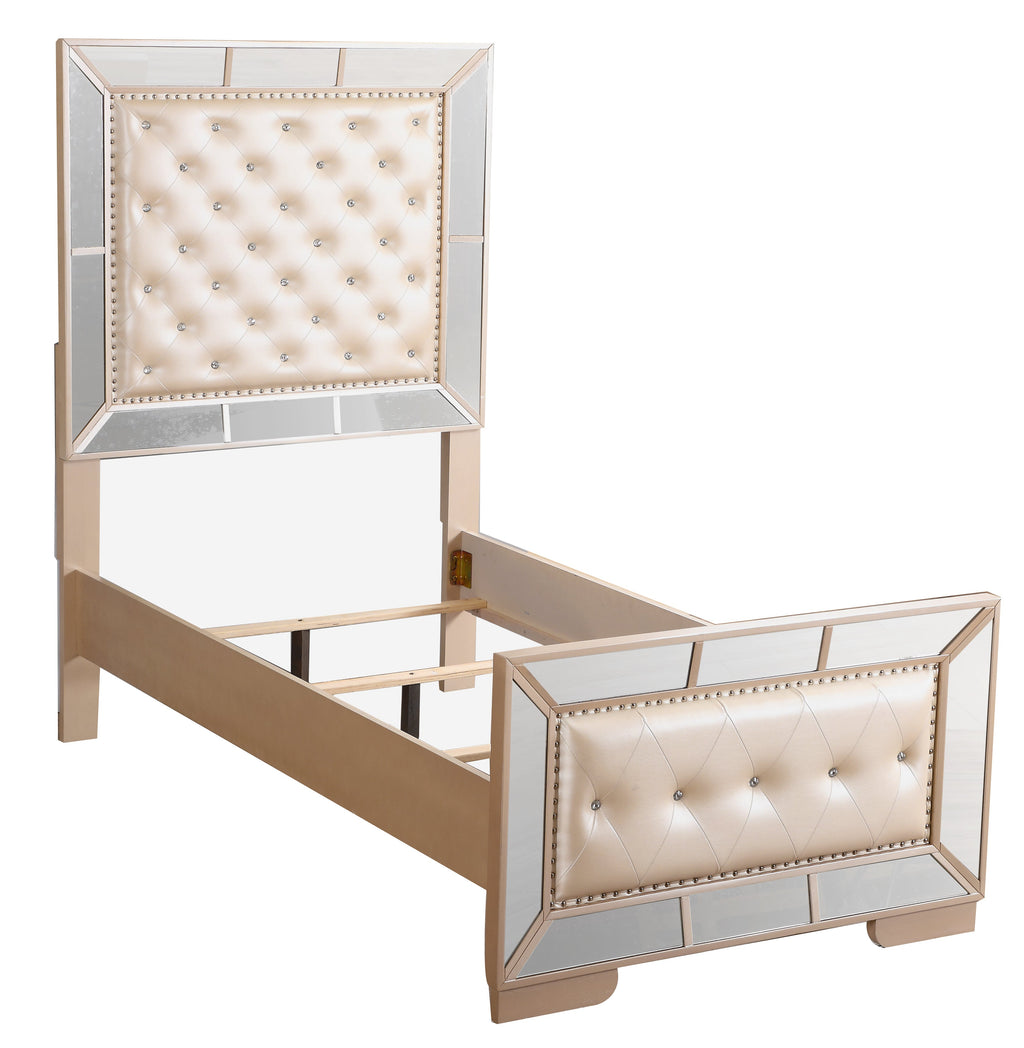 Elegant Contemporary Twin Bed in Pearl Finish