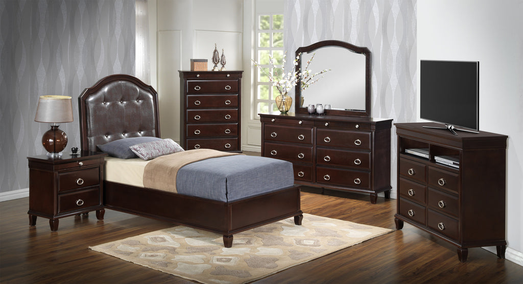 Charming Transitional Twin Bed in Cappuccino