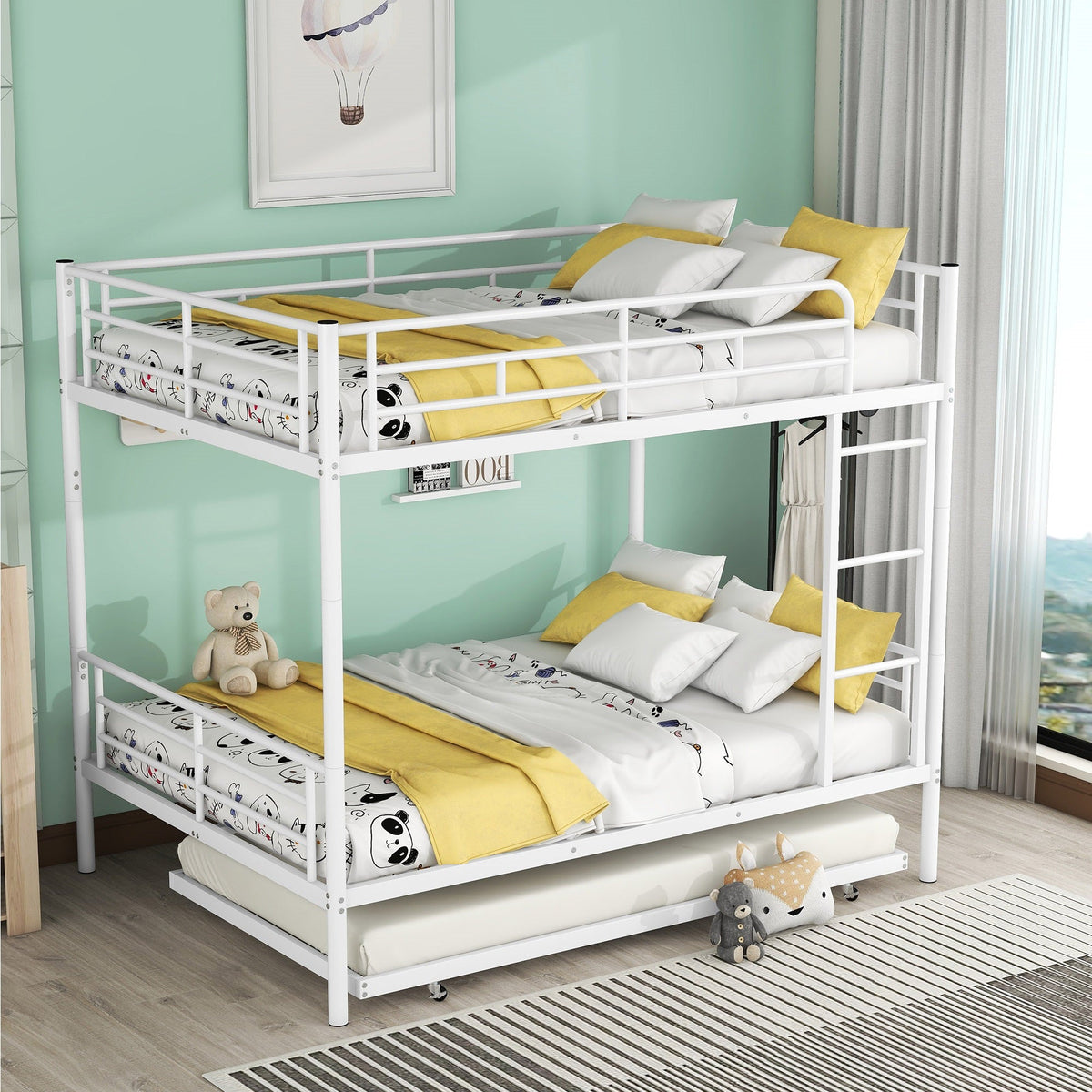 Full Over Full Metal Bunk Bed with Trundle