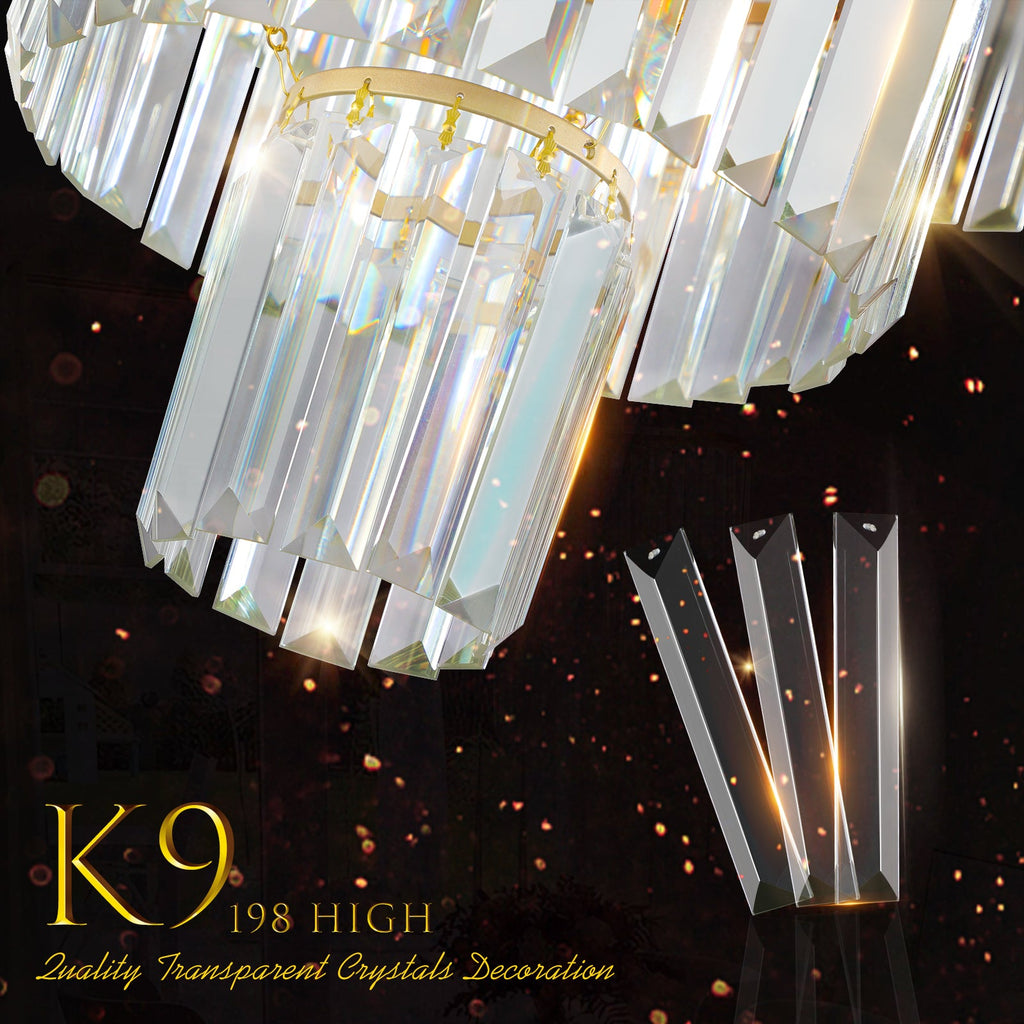 20" Luxury 4-Tier Crystal Chandelier, 12-Light