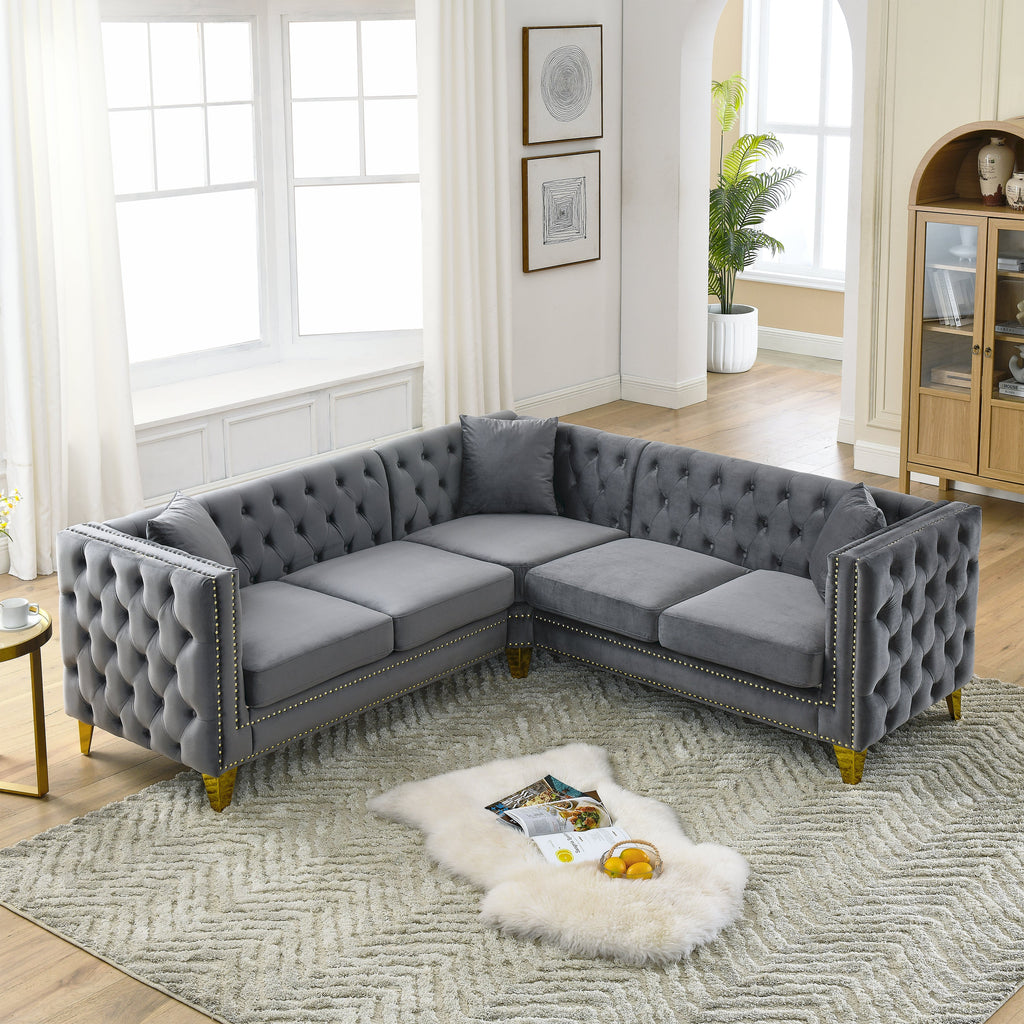 82.2-Inch Velvet Corner Sofa