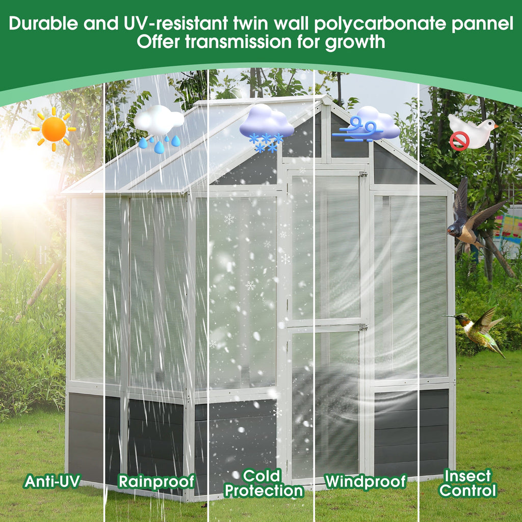 Wooden Greenhouse Polycarbonate Garden Shed for Plants