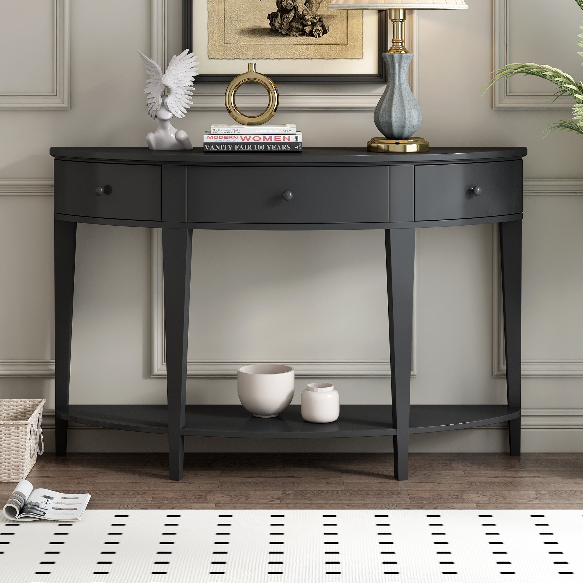 U-Style Modern Curved Console Table