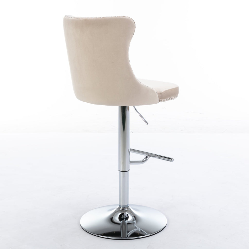 Swivel Velvet Barstools Adjustable Seat Height
