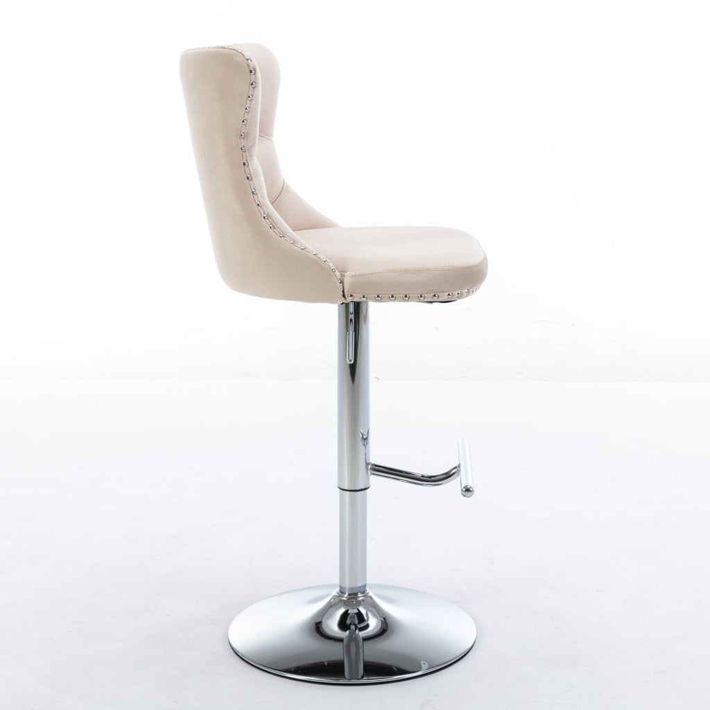Swivel Velvet Barstools Adjustable Seat Height