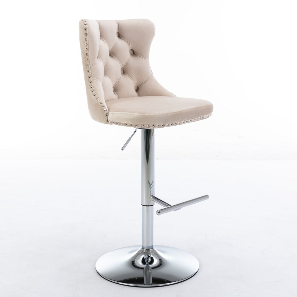 Swivel Velvet Barstools Adjustable Seat Height
