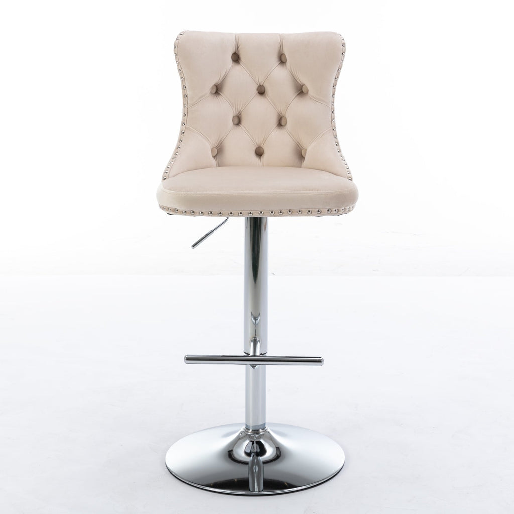 Swivel Velvet Barstools Adjustable Seat Height