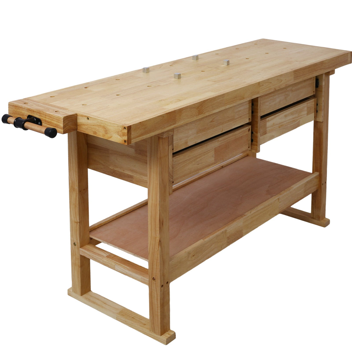 60in Wooden Workbench with 4 Drawers and Bar Clamps Set