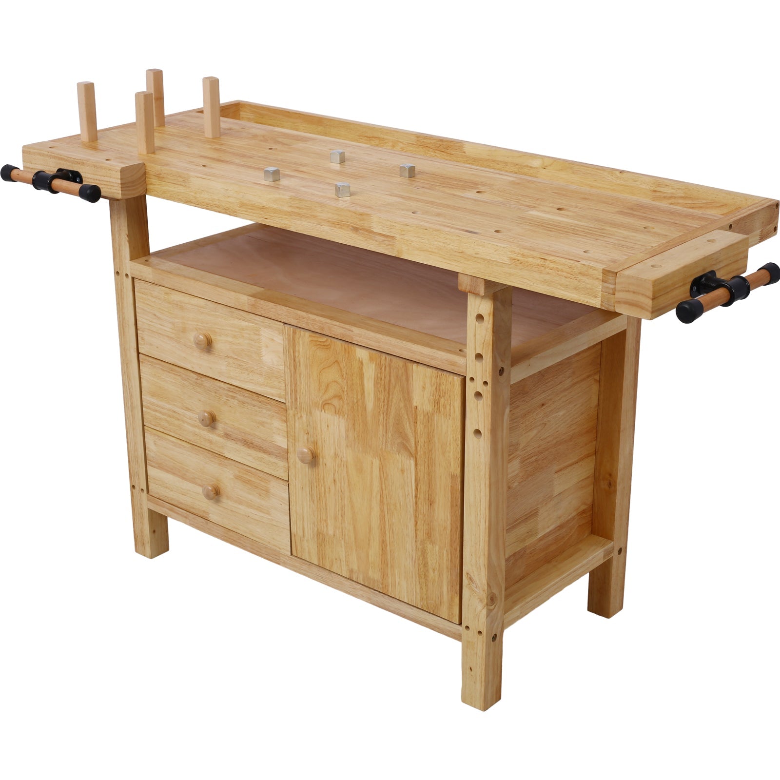 Wood Workbench - Heavy-Duty Wooden Workbench with Vise