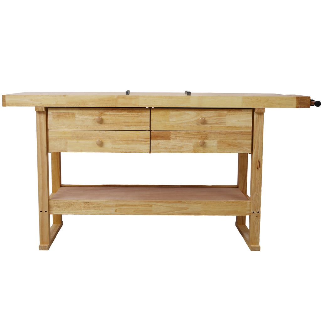60in Wooden Workbench with 4 Drawers and Bar Clamps Set