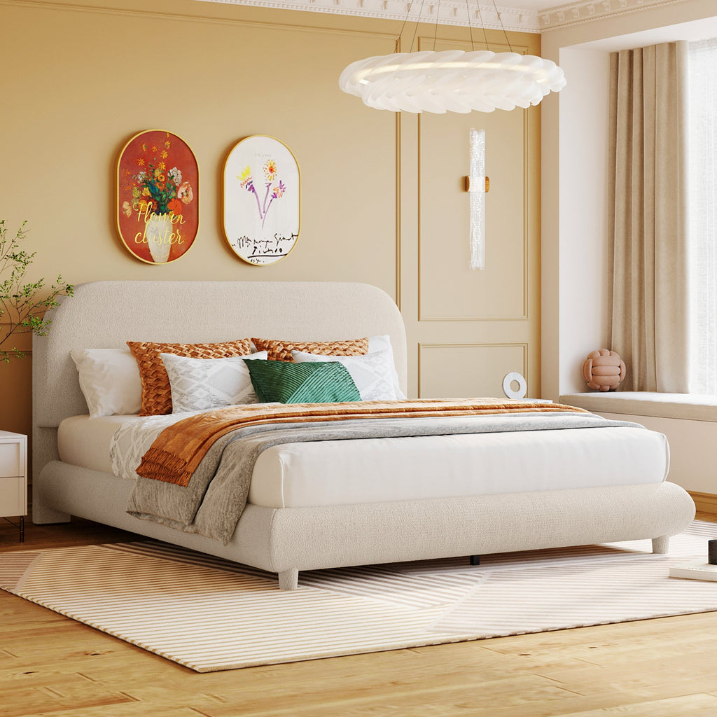 Teddy Fleece Queen Size Upholstered Platform Bed