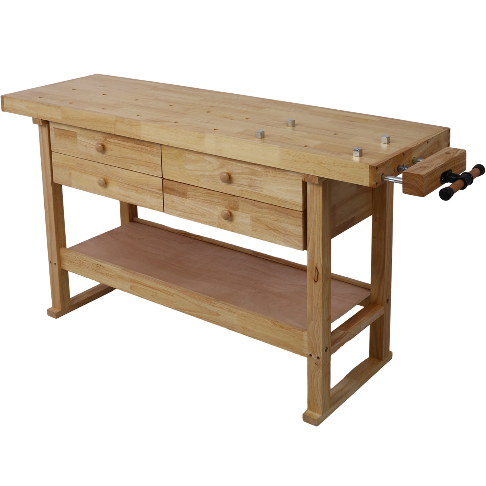 60in Wooden Workbench with 4 Drawers and Bar Clamps Set