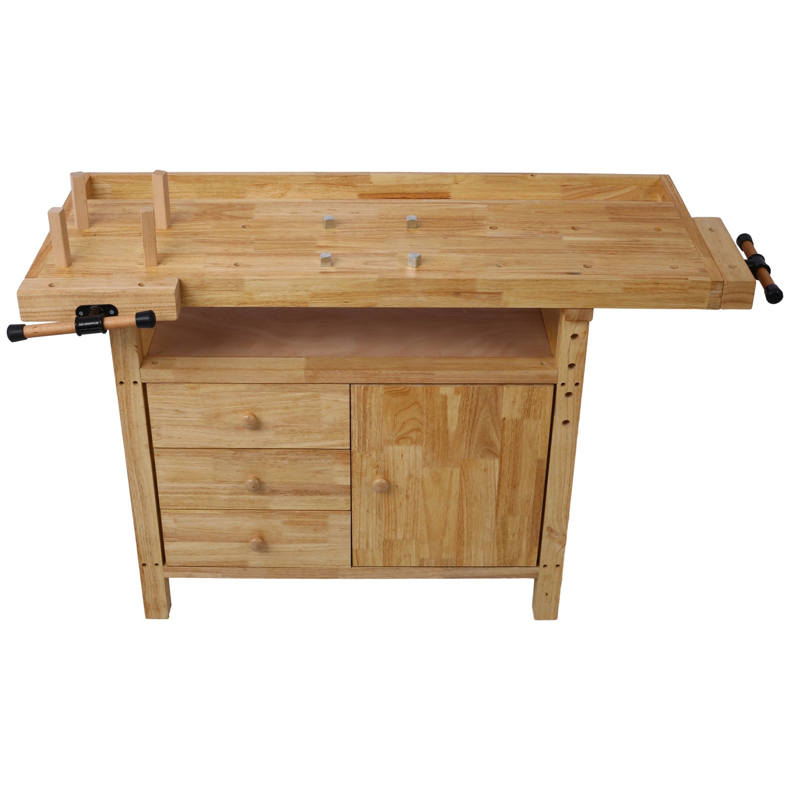 Wood Workbench - Heavy-Duty Wooden Workbench with Vise