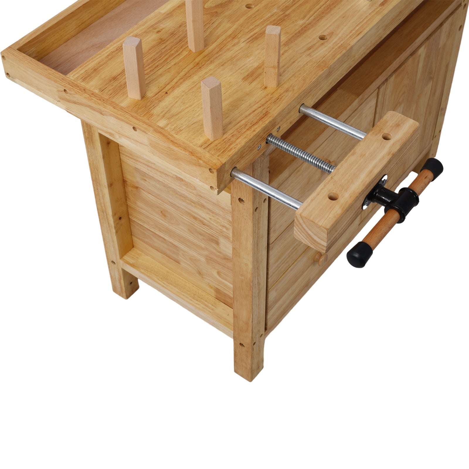 Wood Workbench with Rapid Action Woodworking Vise