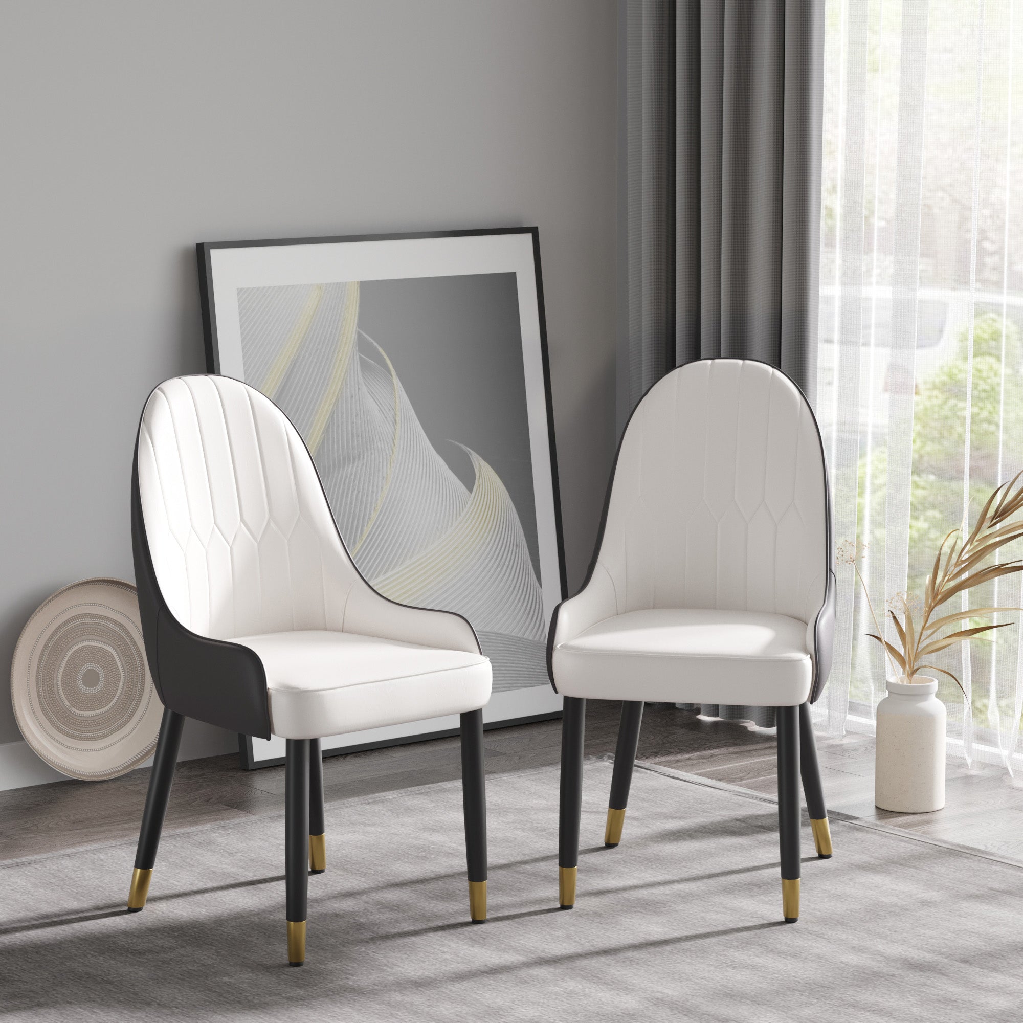 Modern PU Sponge-Filled Dining Chair Set