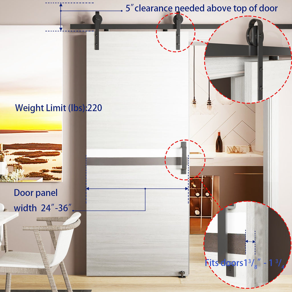 32" x 84" Melamine Integrated Door Slab With Sliding Track Kit