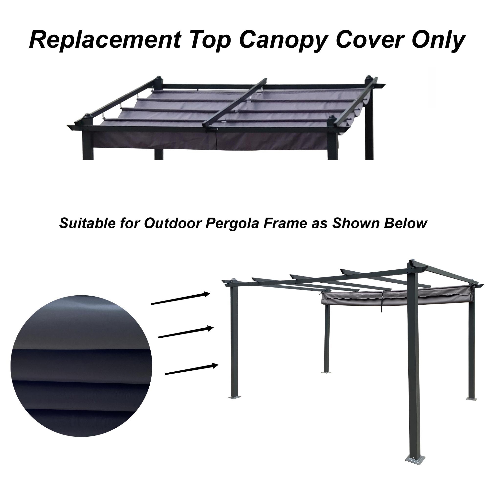 Replacement Canopy Top Cover Fabric for Outdoor Pergola