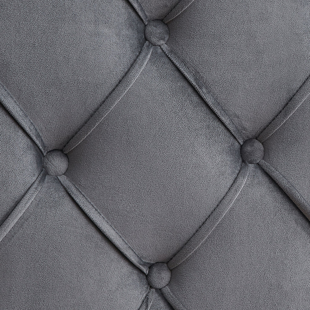 Velvet Button Tufted Upholstered Bed with Wings Design