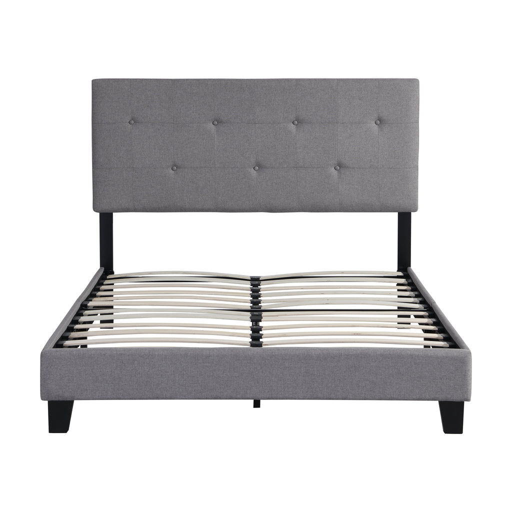 Queen Size Upholstered Platform Bed Frame with Button Tufted
