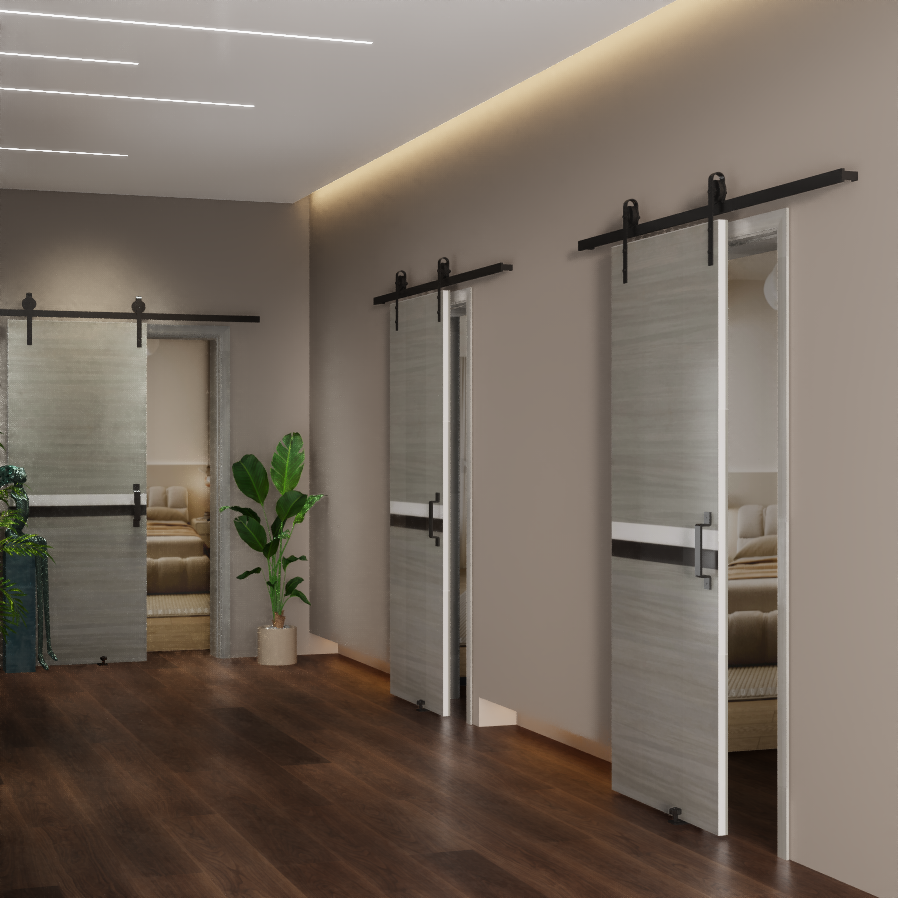 32" x 84" Melamine Integrated Door Slab With Sliding Track Kit