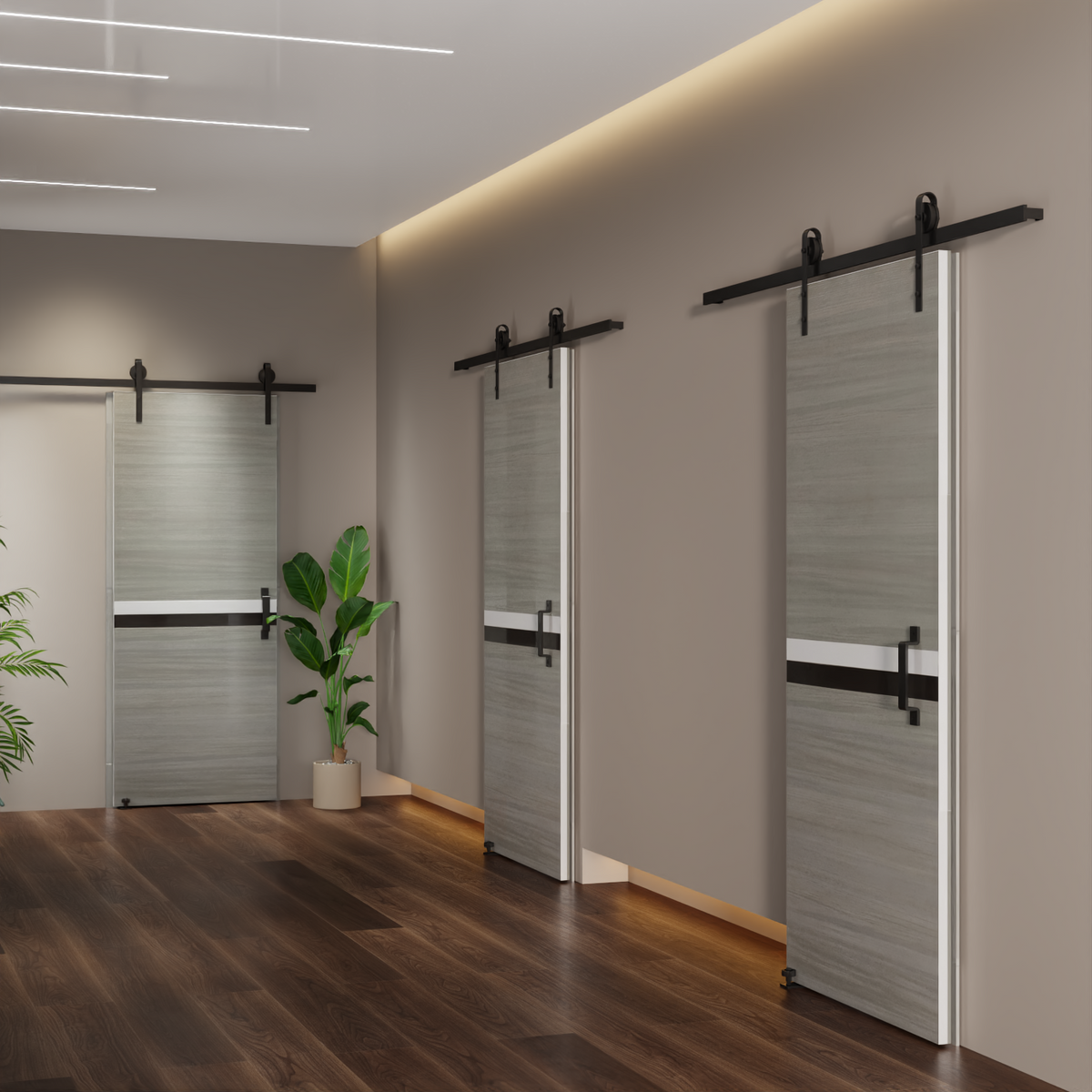 32" x 84" Melamine Integrated Door Slab With Sliding Track Kit