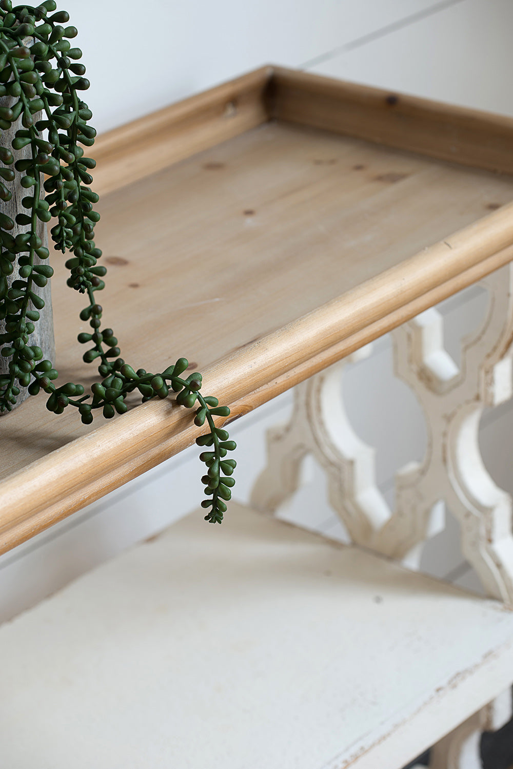 Distressed Wood Shelf with Three Tiers