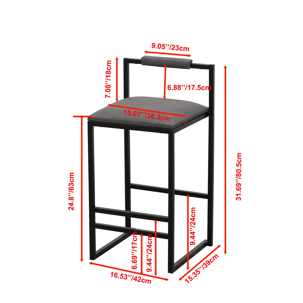 Set of 2 Counter Height Barstools with Back