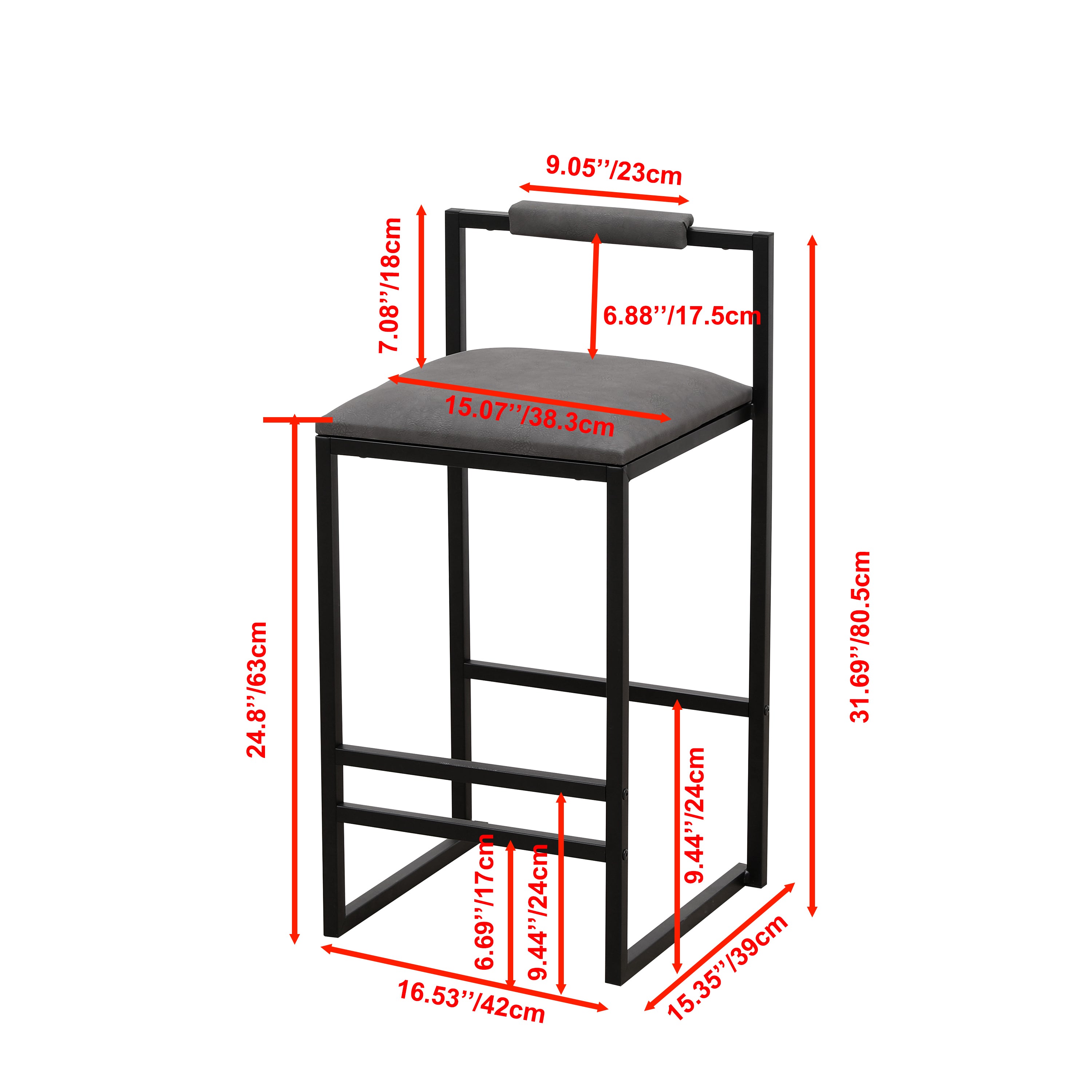 Set of 2 Counter Height Barstools with Back