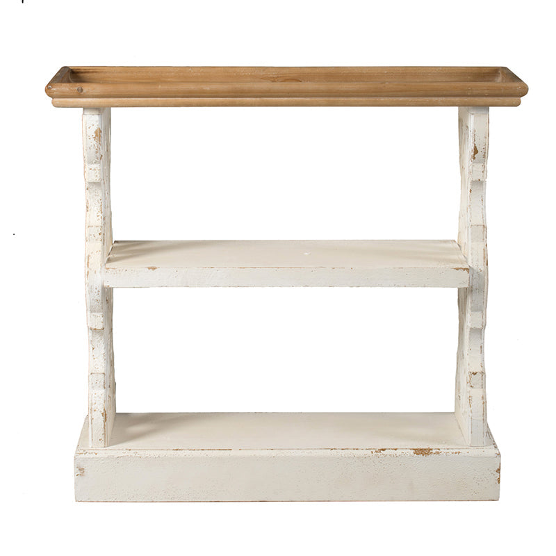 Distressed Wood Shelf with Three Tiers