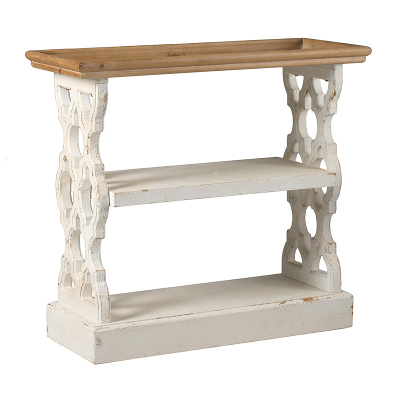 Distressed Wood Shelf with Three Tiers