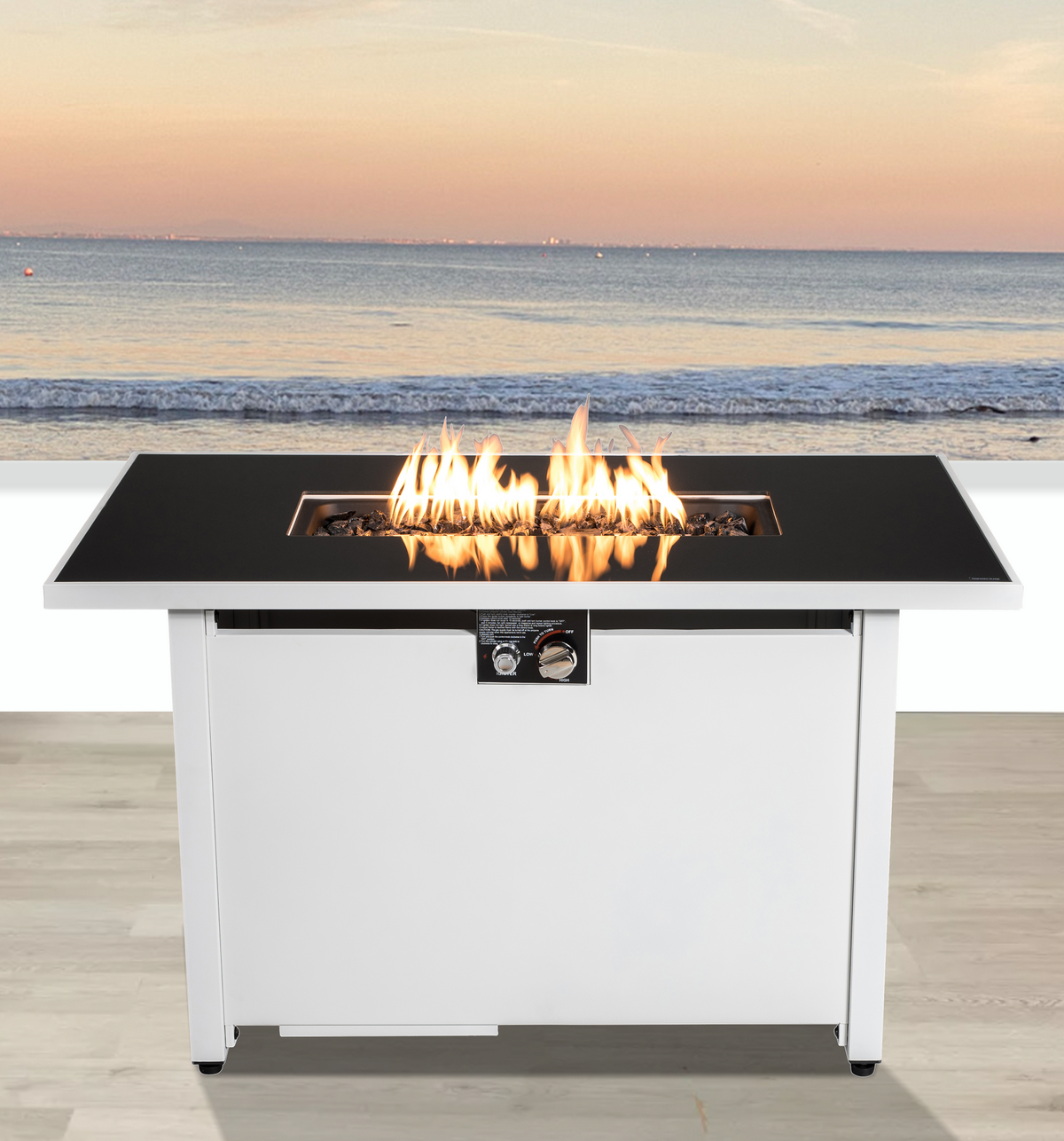 25" H x 42" W Steel Outdoor Fire Pit Table with Lid