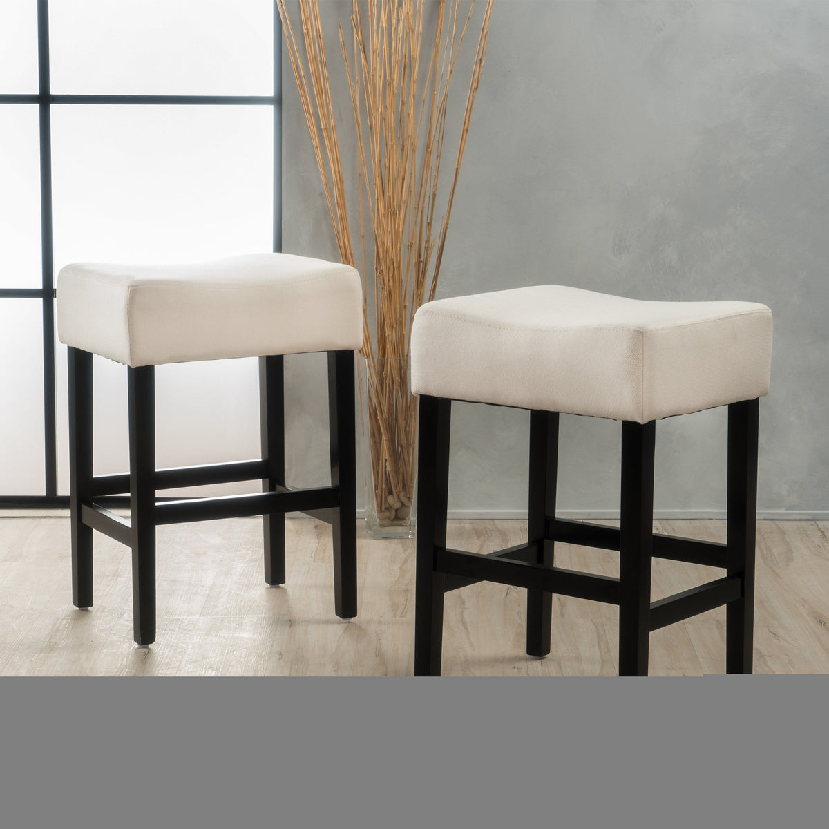 Set of 2, 26.75" Backless Fabric Counter Height Barstool
