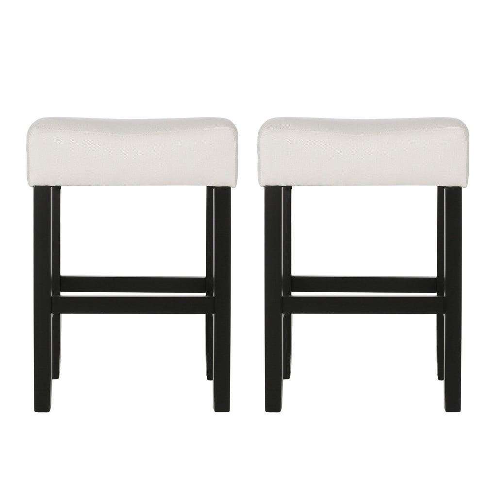Set of 2, 26.75" Backless Fabric Counter Height Barstool