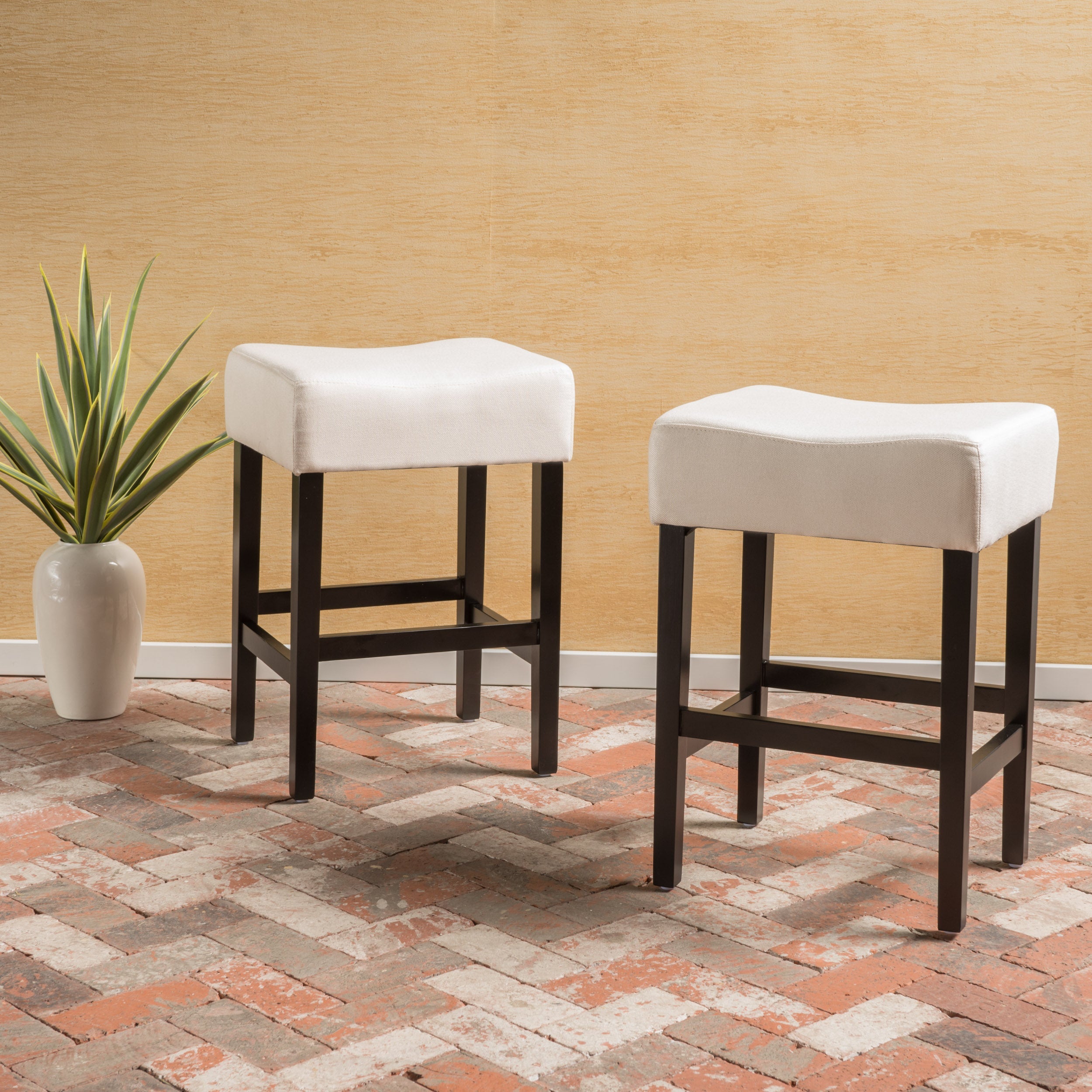 Set of 2, 26.75" Backless Fabric Counter Height Barstool