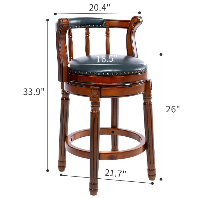 26'' Swivel Leather Wooden Bar Stools