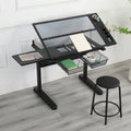 Hand Crank Adjustable Drafting Table with Stool
